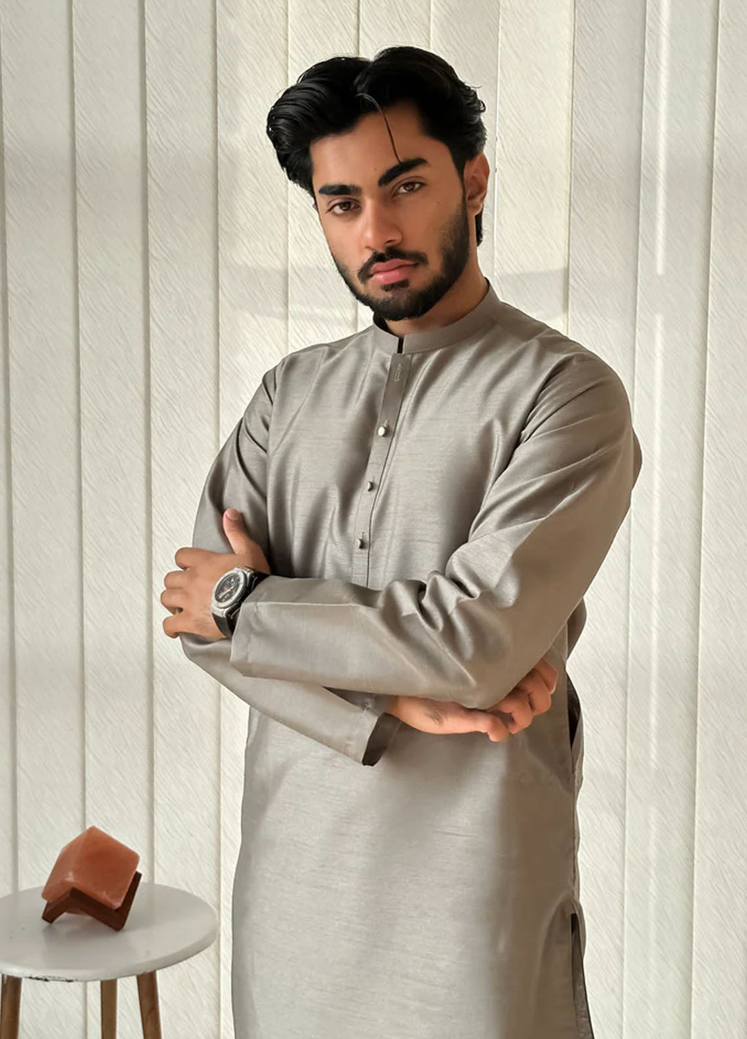 Mazham Pret Plain Raw Silk Kurta-Pajama SGKT-S-M