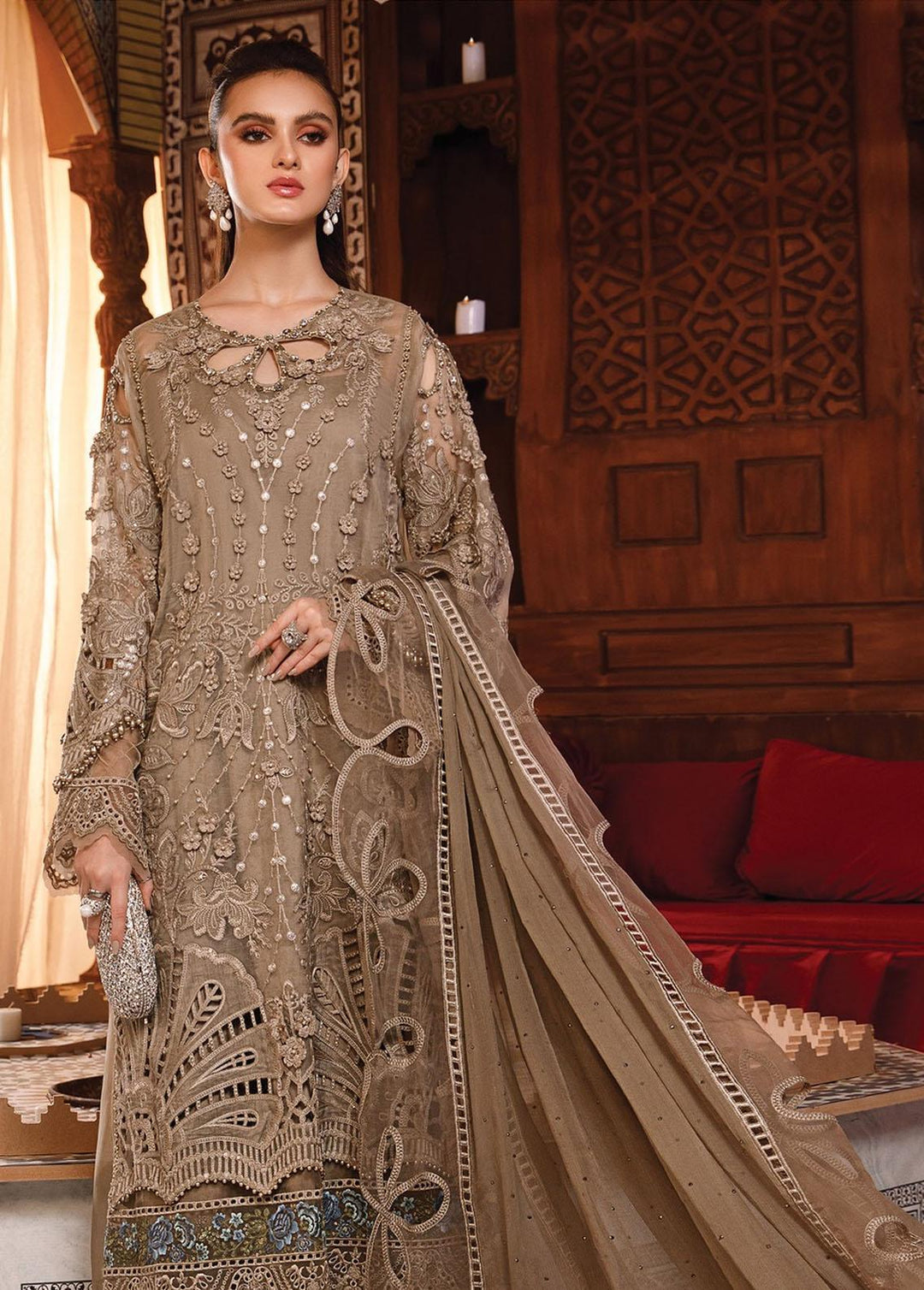 Mbroidered by Maria B Embroidered Organza Suits Unstitched 4 Piece MB22WD D1 - Wedding Collection