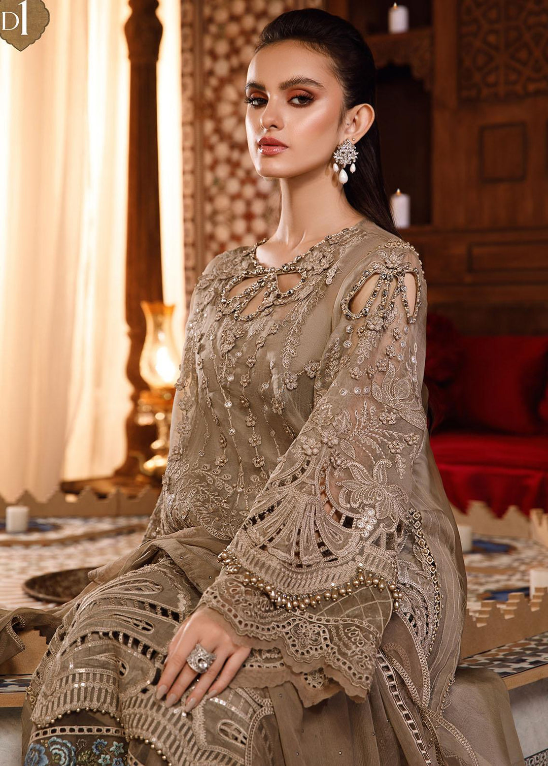 Mbroidered by Maria B Embroidered Organza Suits Unstitched 4 Piece MB22WD D1 - Wedding Collection
