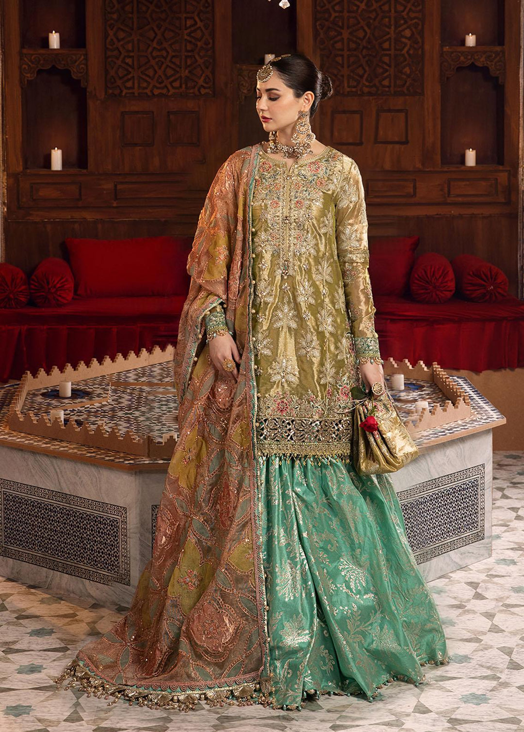 Mbroidered by Maria B Embroidered Tissue Suits Unstitched 4 Piece MB22WD D3 - Wedding Collection