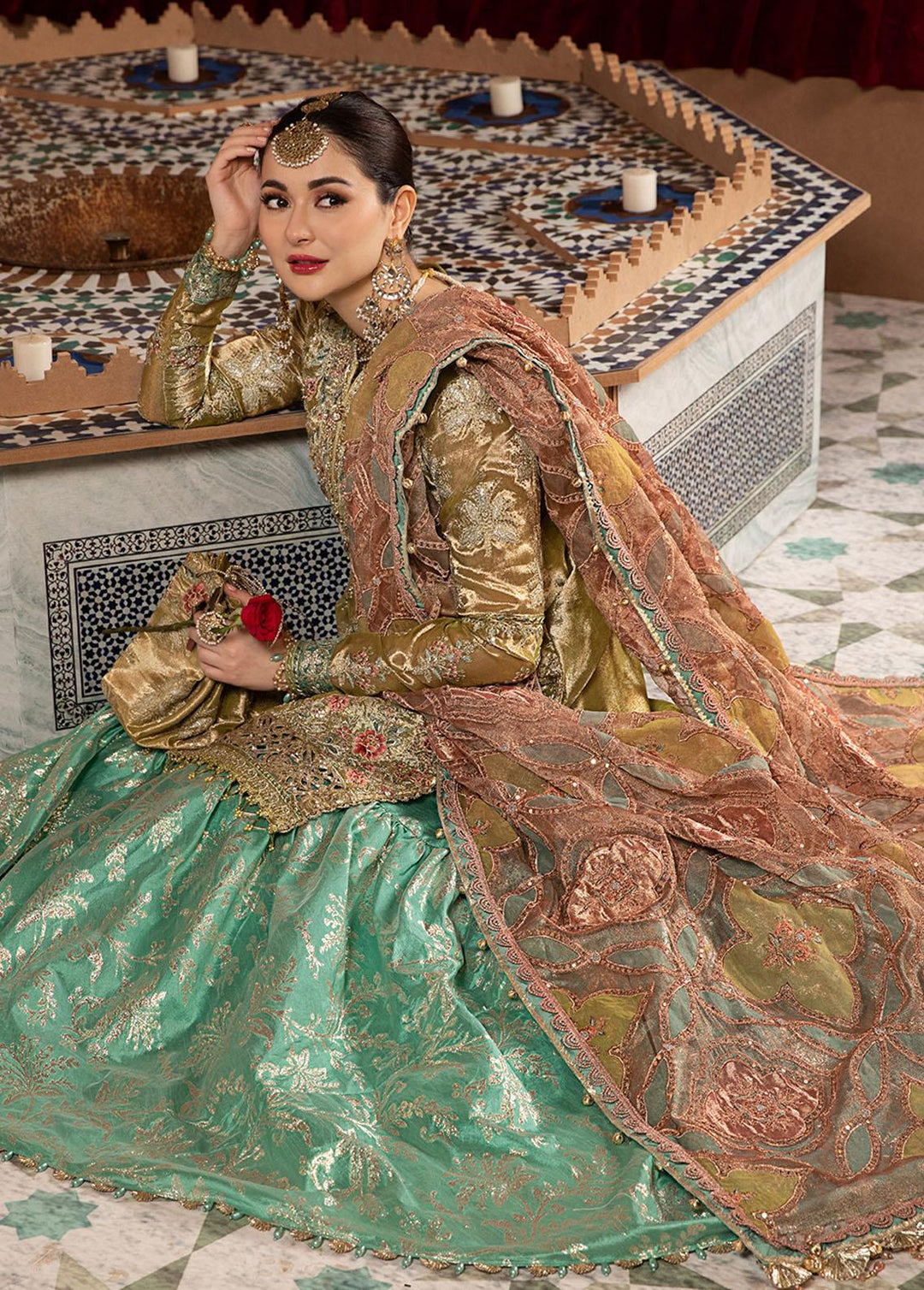 Mbroidered by Maria B Embroidered Tissue Suits Unstitched 4 Piece MB22WD D3 - Wedding Collection