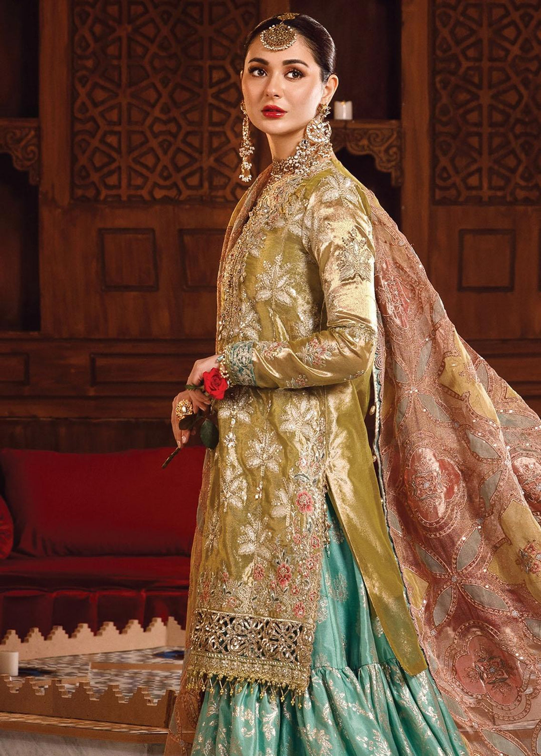 Mbroidered by Maria B Embroidered Tissue Suits Unstitched 4 Piece MB22WD D3 - Wedding Collection