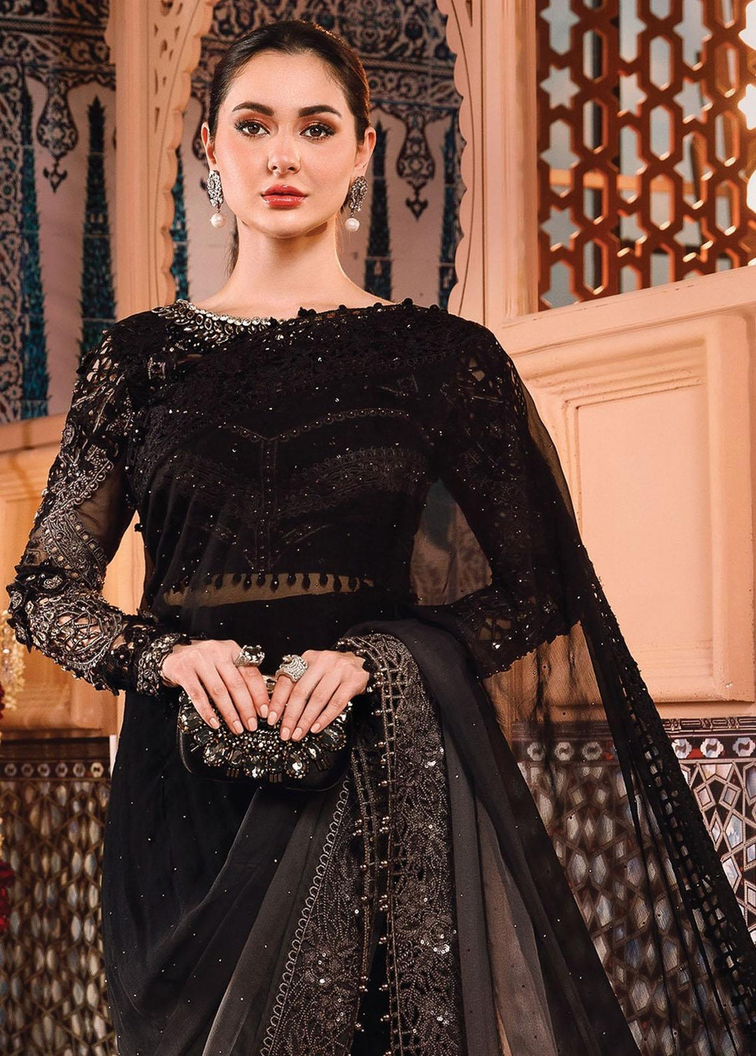 Mbroidered by Maria B Embroidered Organza  Unstitched Saree MB22WD D4 - Wedding Collection