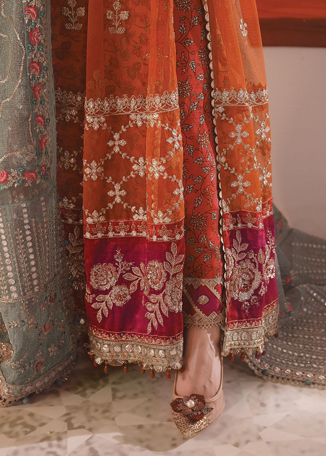 Mbroidered by Maria B Embroidered Organza Suits Unstitched 4 Piece MB22WD D6 - Wedding Collection