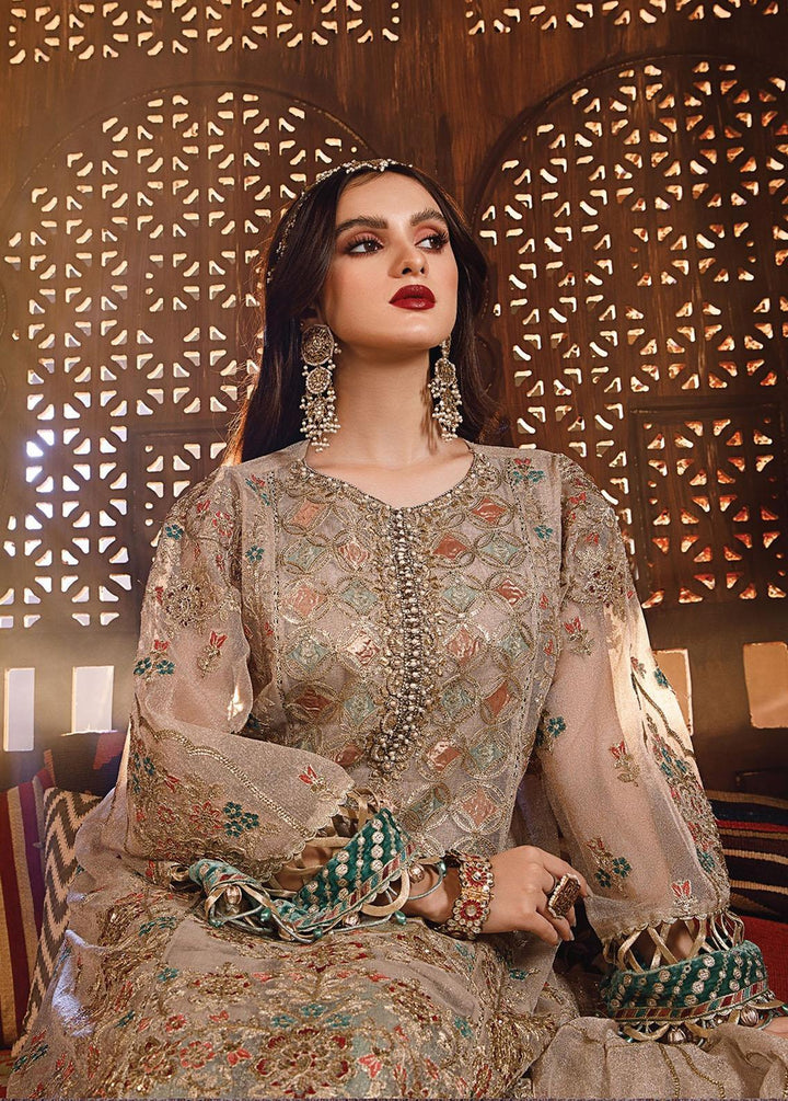 Mbroidered by Maria B Embroidered Zari Net Suits Unstitched 4 Piece MB22WD D7 - Wedding Collection