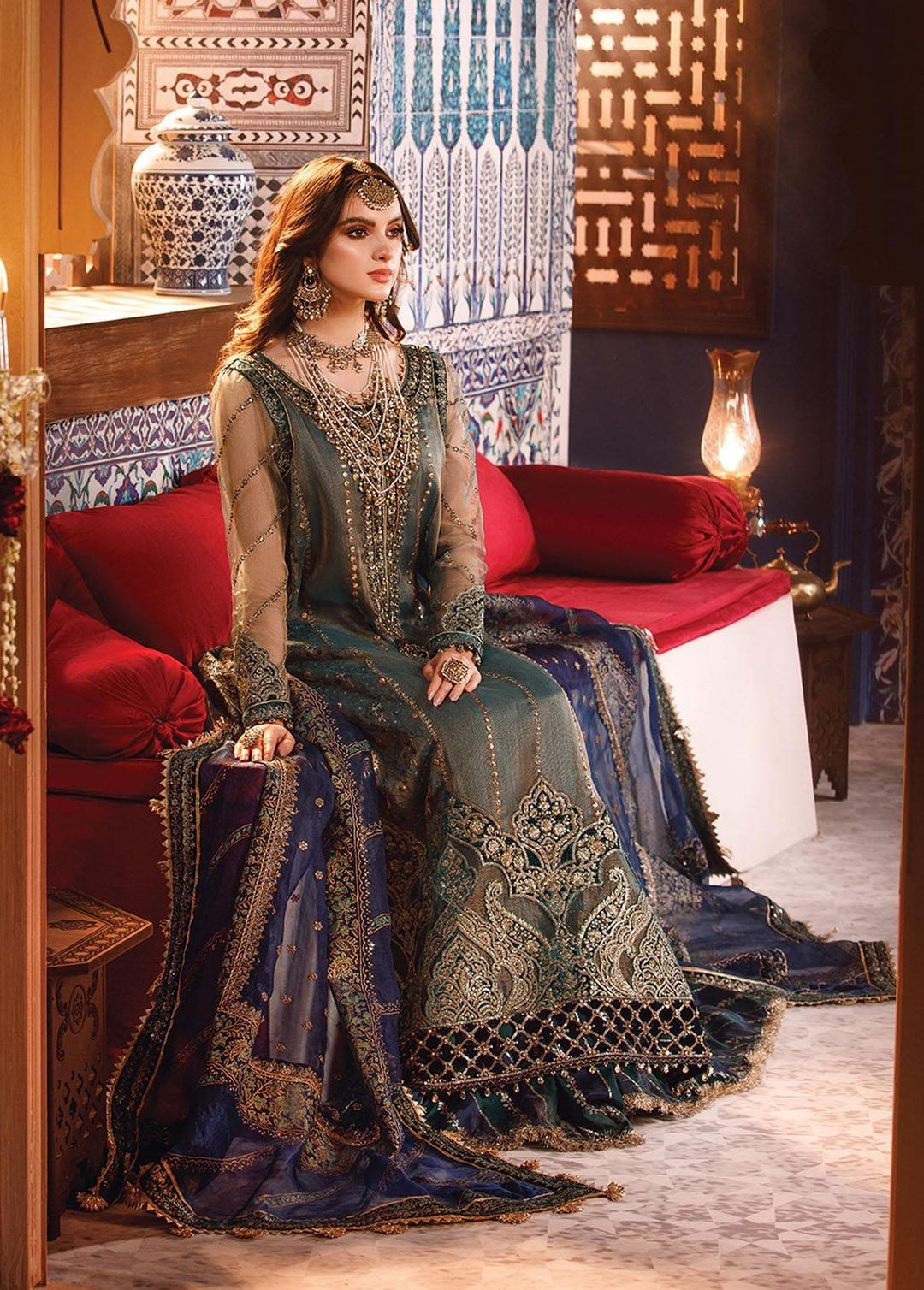 Mbroidered by Maria B Embroidered Zari Net Suits Unstitched 4 Piece MB22WD D8 - Wedding Collection