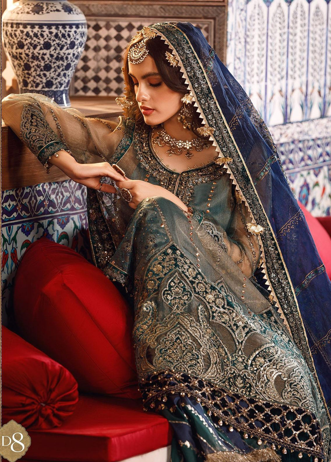 Mbroidered by Maria B Embroidered Zari Net Suits Unstitched 4 Piece MB22WD D8 - Wedding Collection
