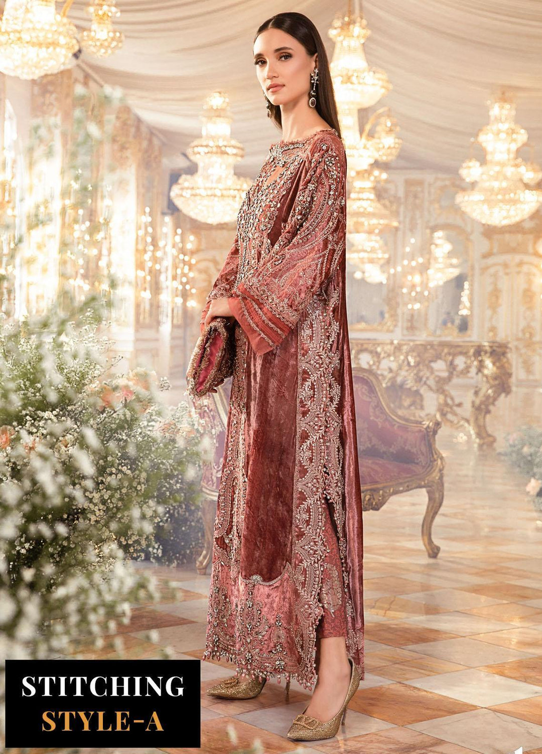 Mbroidered By Maria B Embroidered Velvet Suits Unstitched 4 Piece MB23MW D1 - Luxury Collection