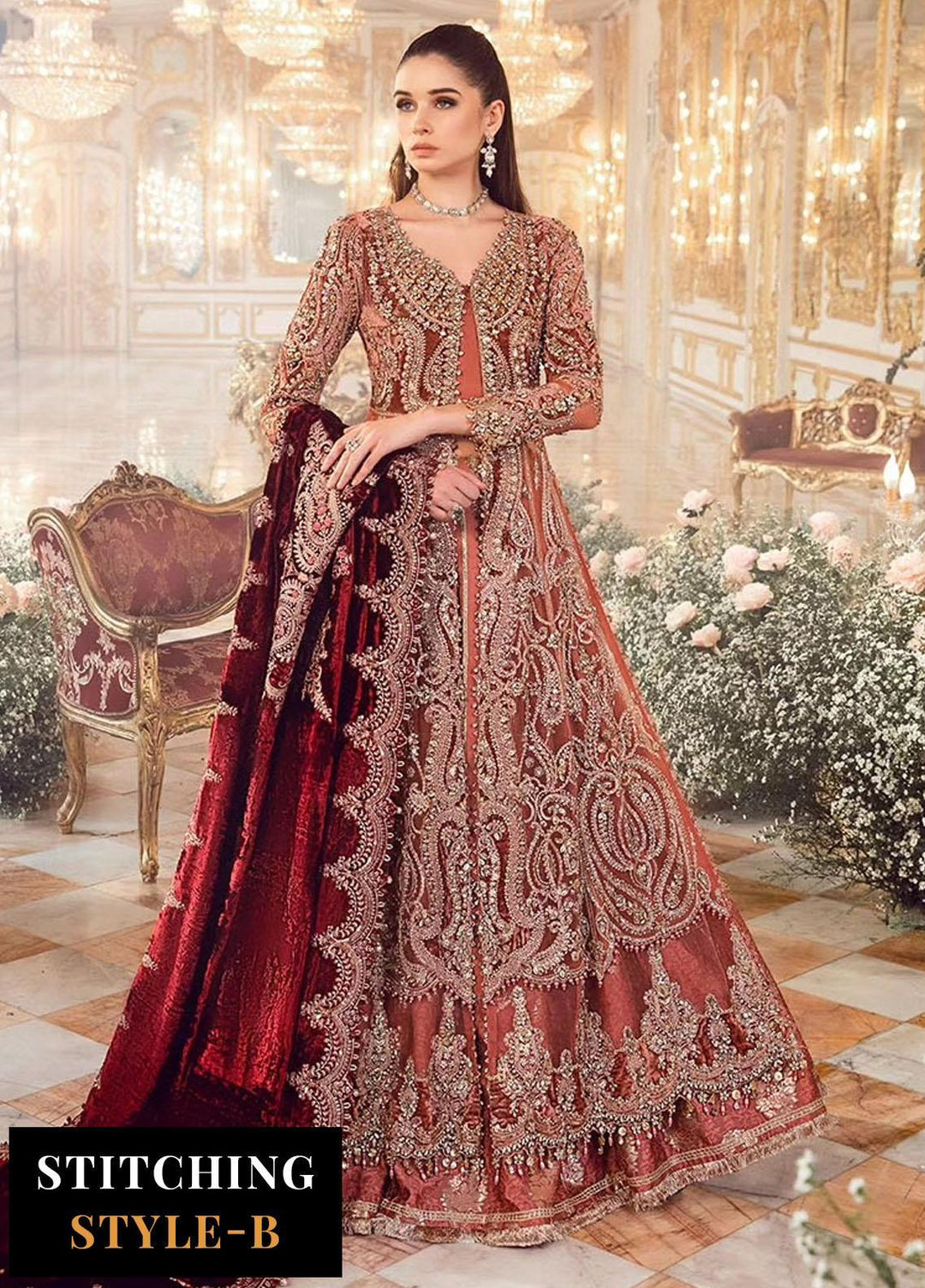 Mbroidered By Maria B Embroidered Velvet Suits Unstitched 4 Piece MB23MW D1 - Luxury Collection