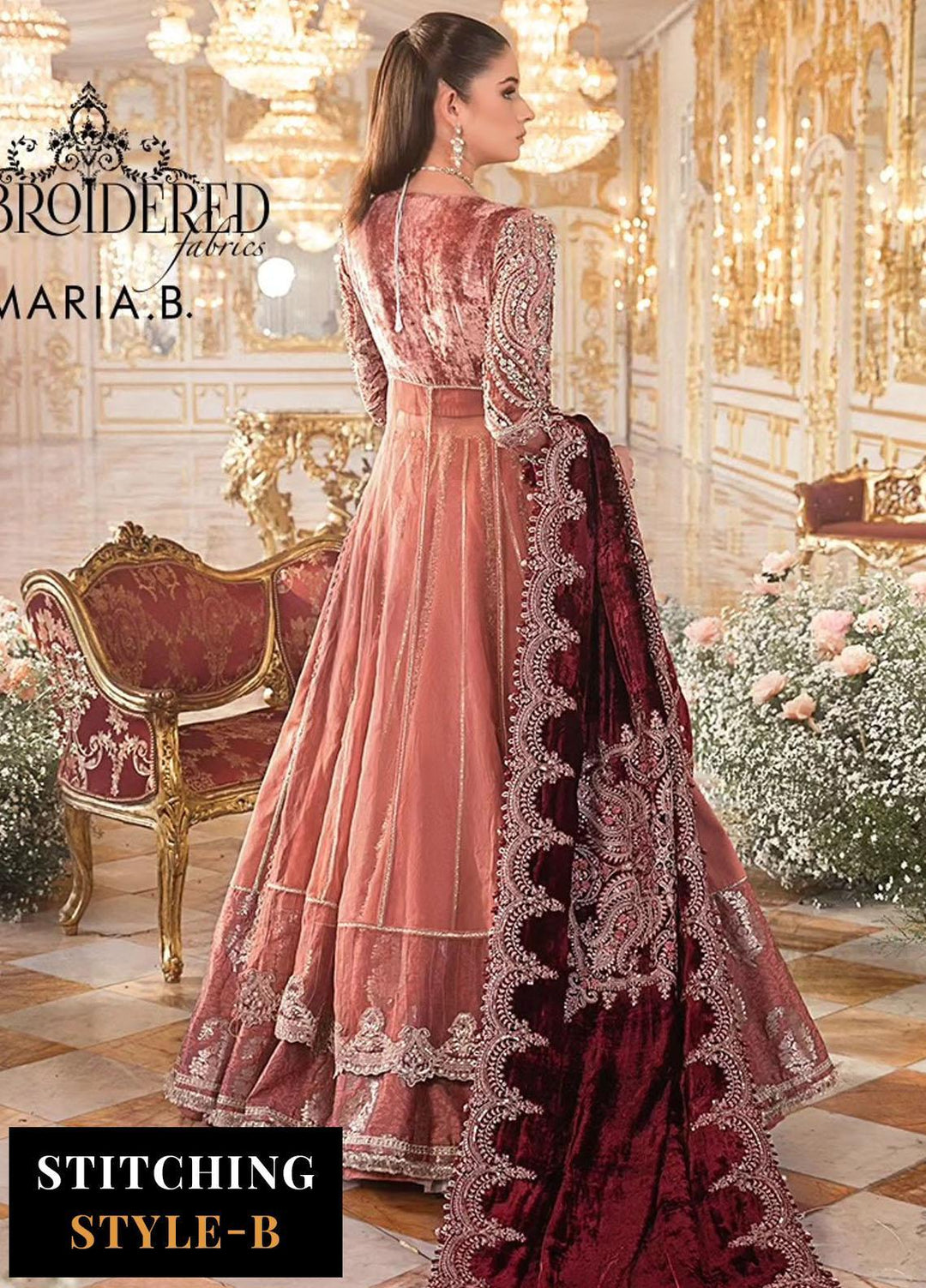 Mbroidered By Maria B Embroidered Velvet Suits Unstitched 4 Piece MB23MW D1 - Luxury Collection