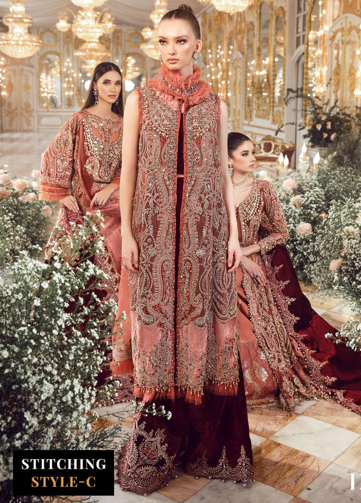 Mbroidered By Maria B Embroidered Velvet Suits Unstitched 4 Piece MB23MW D1 - Luxury Collection