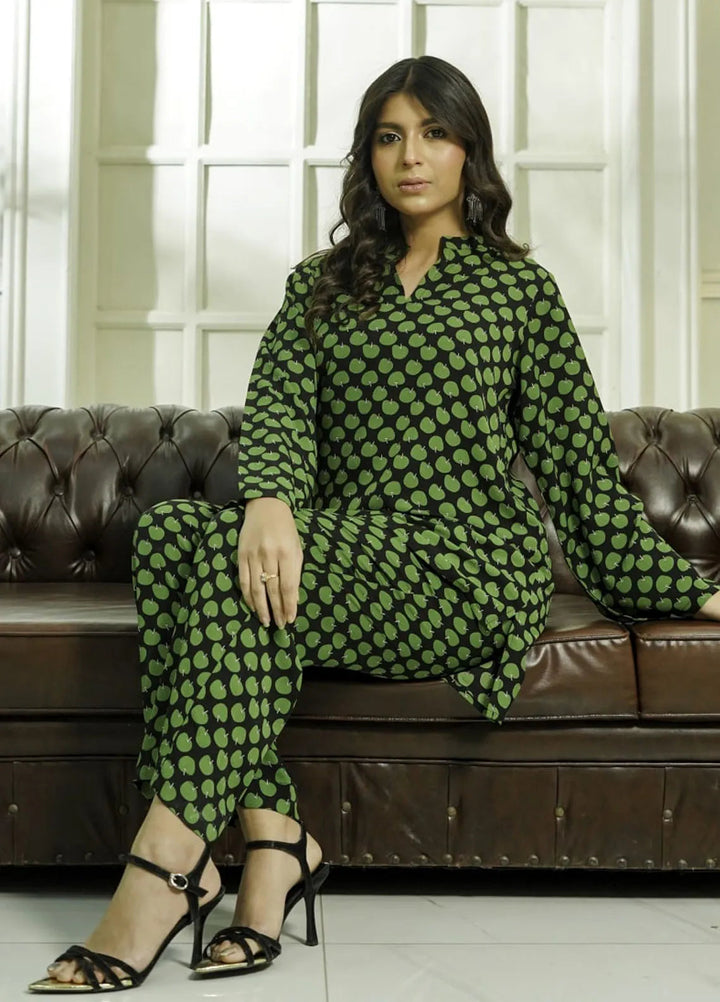 MeBae Apparel Pret Printed Crepe 2 Piece Suit Print Emerald