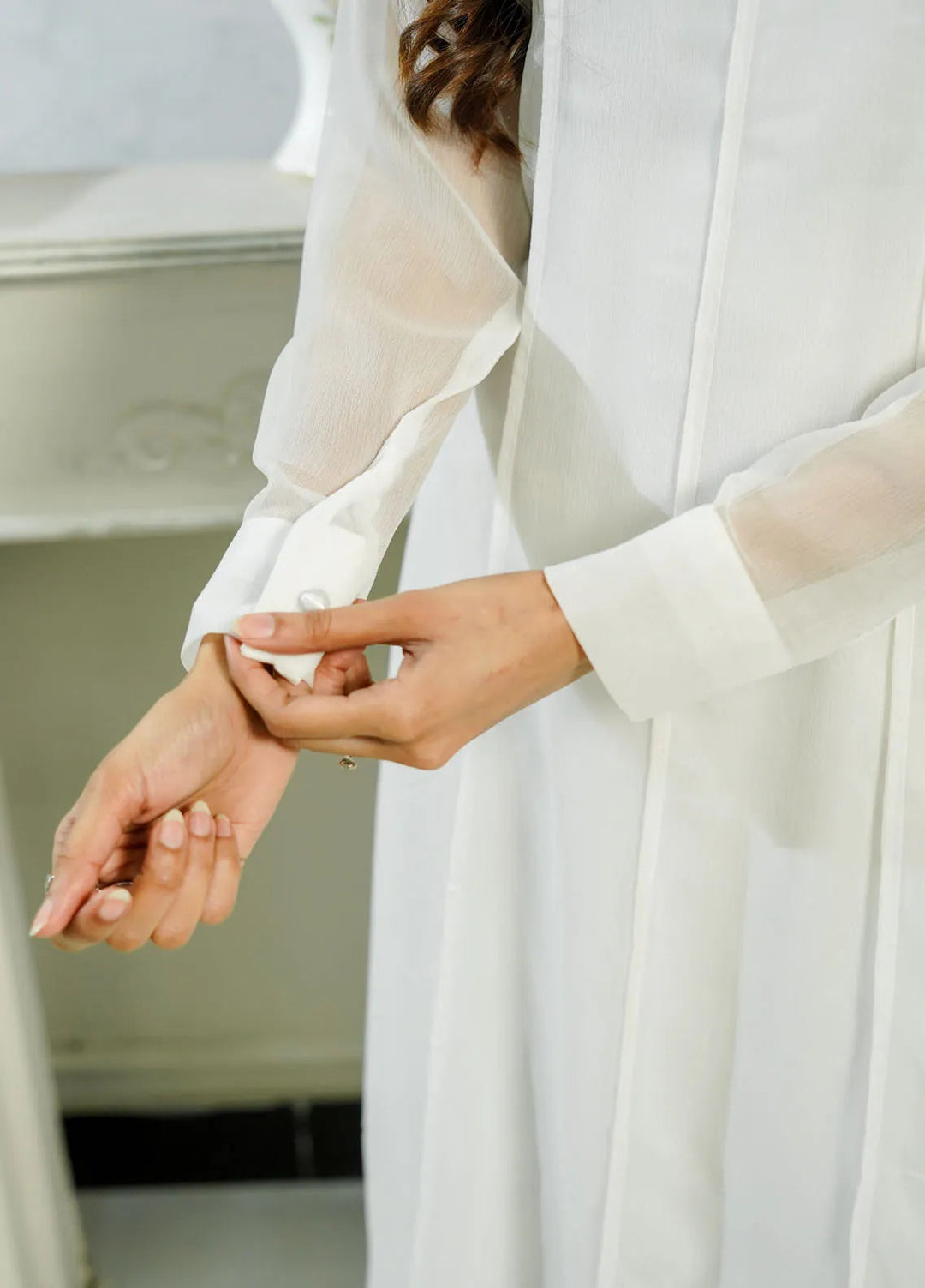 Mebae Apparels Pret Plain Chiffon 1 Piece Pearl Whisper Frock