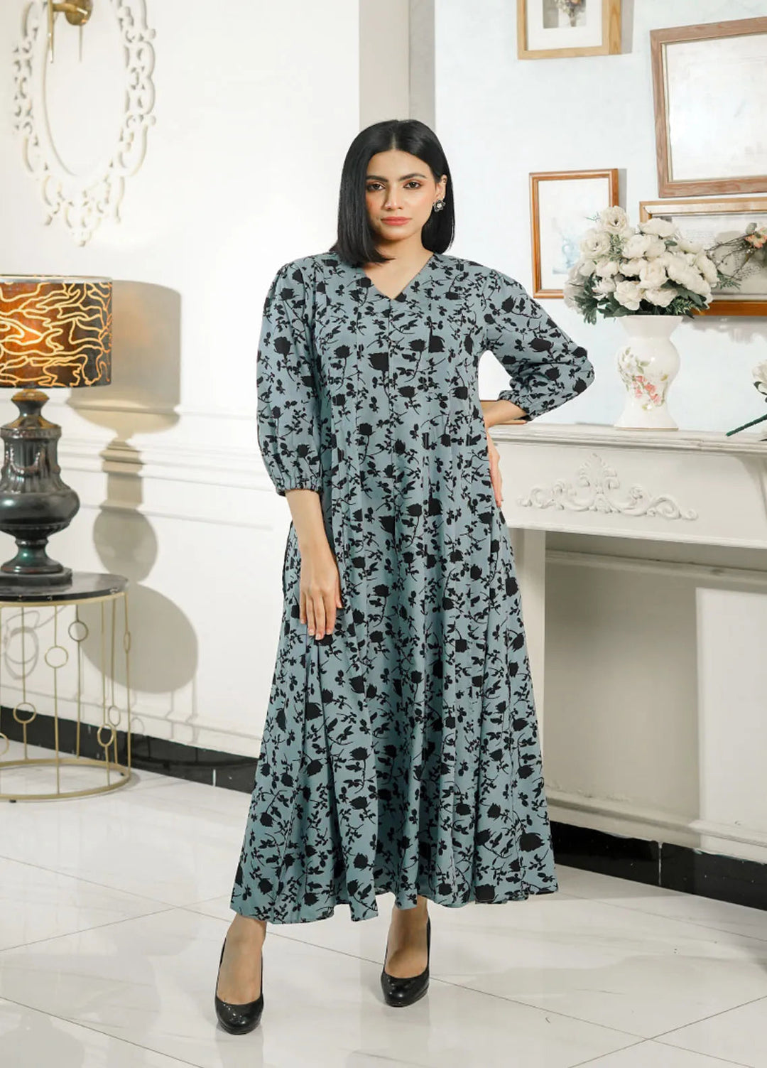Mebae Apparels Pret Printed Linen 1 Piece Grace Floral Print Maxi