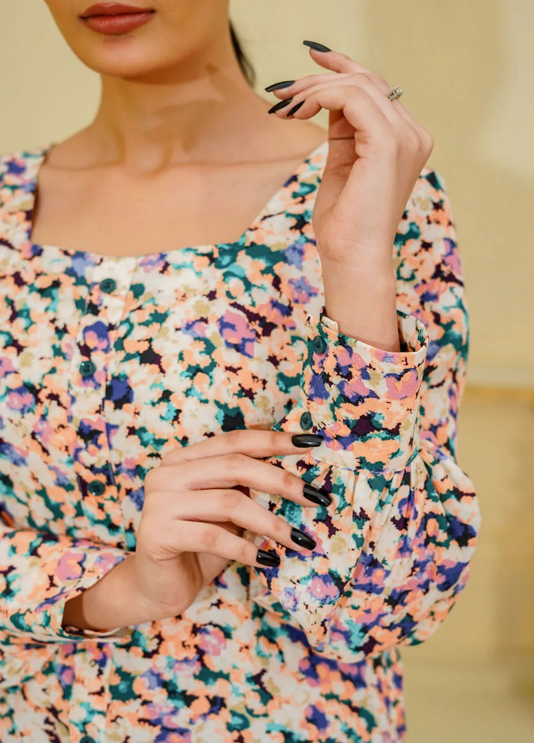 Mebae Apparels Pret Printed Linen 1 Piece Vivid Bloom Maxi