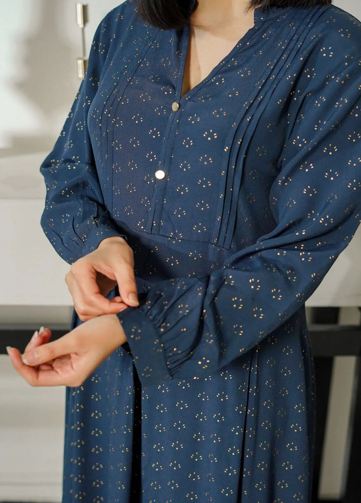 Mebae Apparels Pret Printed Viscose 1 Piece Midnight Blue Maxi