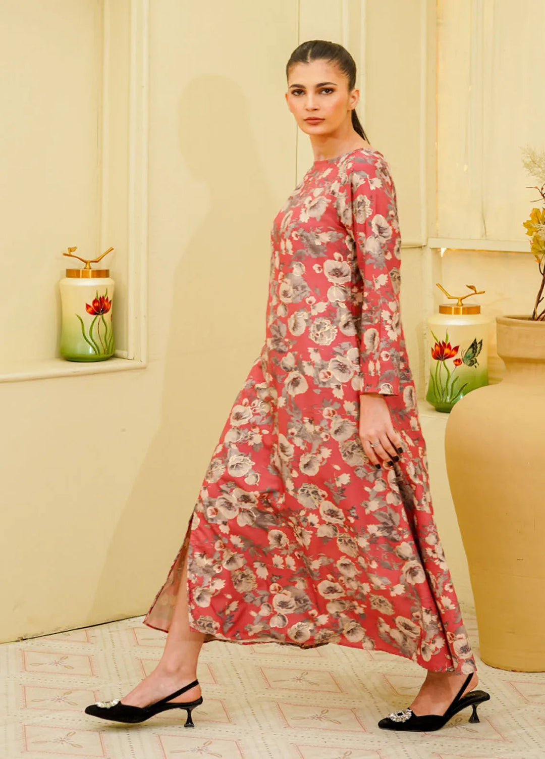 Mebae Apparels Pret Printed Viscose 1 Piece Rosewood Bloom Maxi