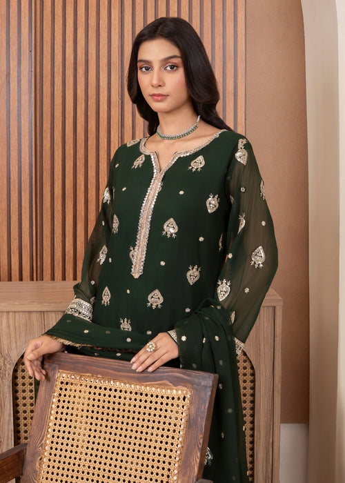 Mommy and Me by Abaan Zohan RTW Embroidered Chiffon 3 Piece Suit Ujala Green - Festive Collection
