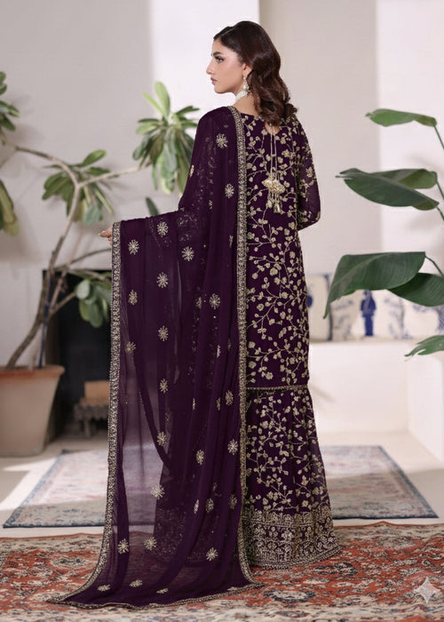 Rang e Haseen by Abaan Zohan RTW Embroidered chiffon 3 Piece Suit Riwaj Purple - Festive Collection