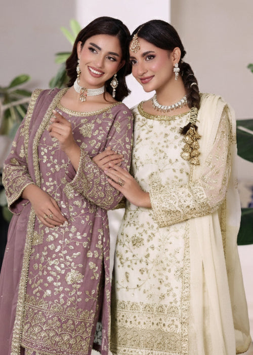 Rang e Haseen by Abaan Zohan RTW Embroidered chiffon 3 Piece Suit Riwaj Lilac - Festive Collection
