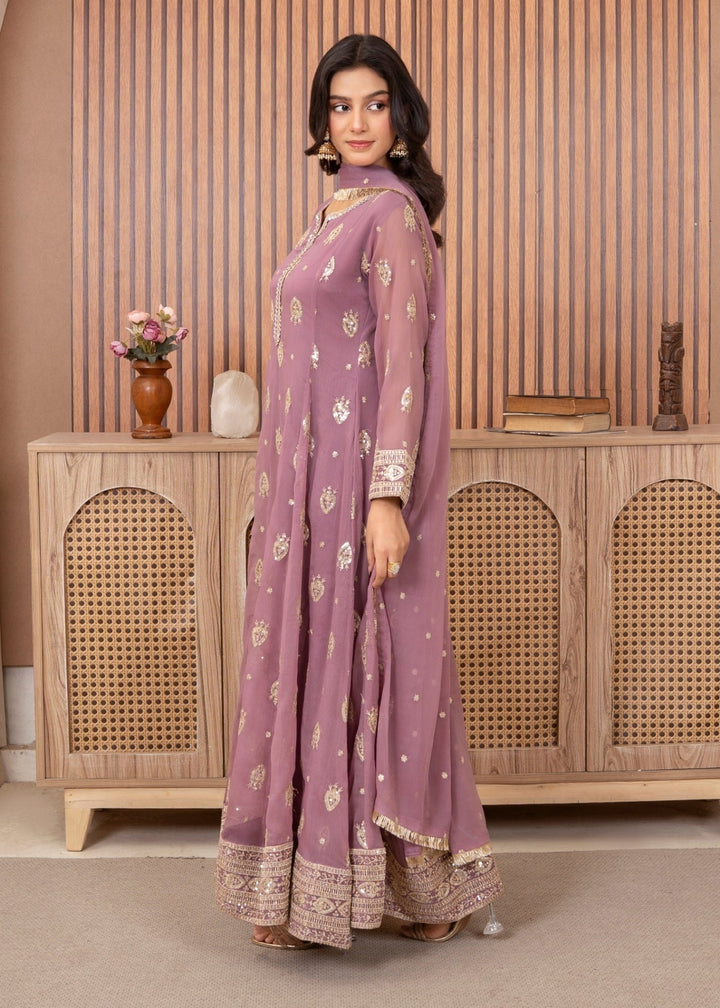 Mommy and Me by Abaan Zohan RTW Embroidered Chiffon 3 Piece Suit Raunak Lilac - Festive Collection