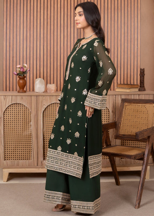 Mommy and Me by Abaan Zohan RTW Embroidered Chiffon 3 Piece Suit Ujala Green - Festive Collection