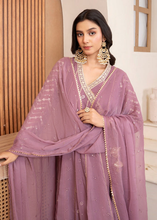 Mommy and Me by Abaan Zohan RTW Embroidered Chiffon 3 Piece Suit NAYAAB Lilac - Festive Collection
