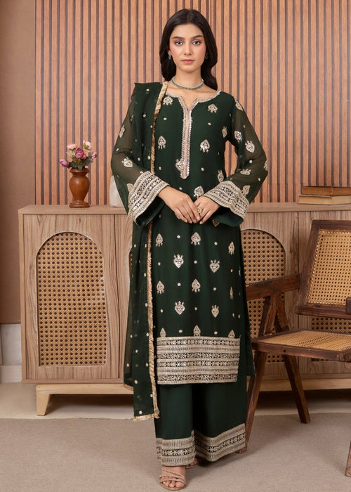 Mommy and Me by Abaan Zohan RTW Embroidered Chiffon 3 Piece Suit Ujala Green - Festive Collection