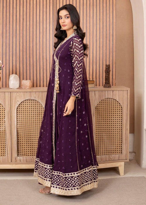 Mommy and Me by Abaan Zohan RTW Embroidered Chiffon 3 Piece Suit NAYAAB Purple - Festive Collection