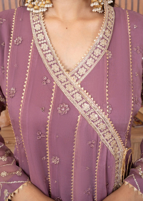Mommy and Me by Abaan Zohan RTW Embroidered Chiffon 3 Piece Suit NAYAAB Lilac - Festive Collection