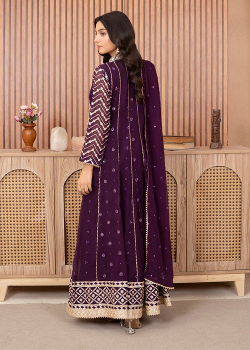 Mommy and Me by Abaan Zohan RTW Embroidered Chiffon 3 Piece Suit NAYAAB Purple - Festive Collection
