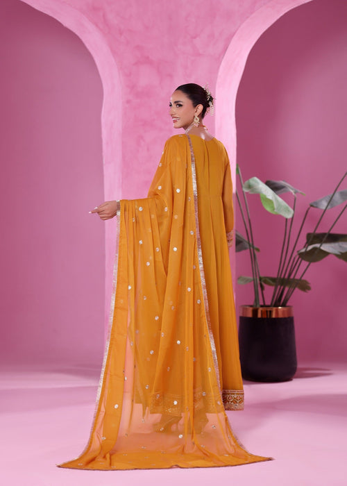 Abaan Zohan Women RTW Embroidered Chiffon 3 Piece Suit Zeenat Musterd - Festive Collection