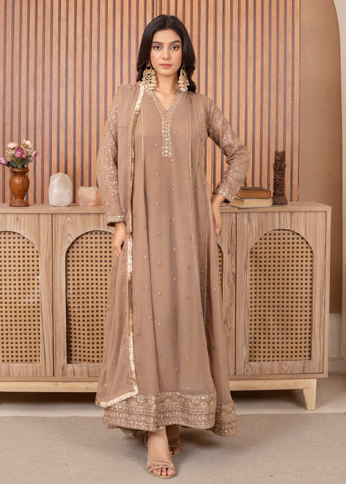 Mommy and Me by Abaan Zohan RTW Embroidered Chiffon 3 Piece Suit Kashish Brown - Festive Collection