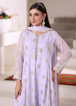 Mommy and Me by Abaan Zohan RTW Embroidered Chiffon 3 Piece Suit Raunak Light Lilac - Festive Collection