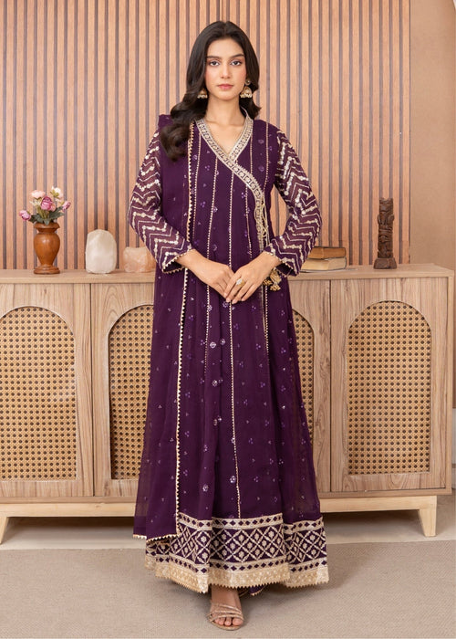Mommy and Me by Abaan Zohan RTW Embroidered Chiffon 3 Piece Suit NAYAAB Purple - Festive Collection