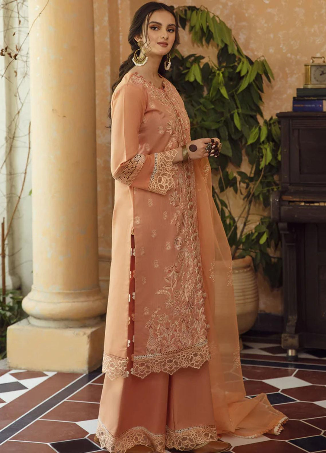 Meena Kumari By Aabyaan Embroidered Chikankari Lawn Suits Unstitched 3 Piece ABY23MK AB-01 Jahan Ara - Eid Collection