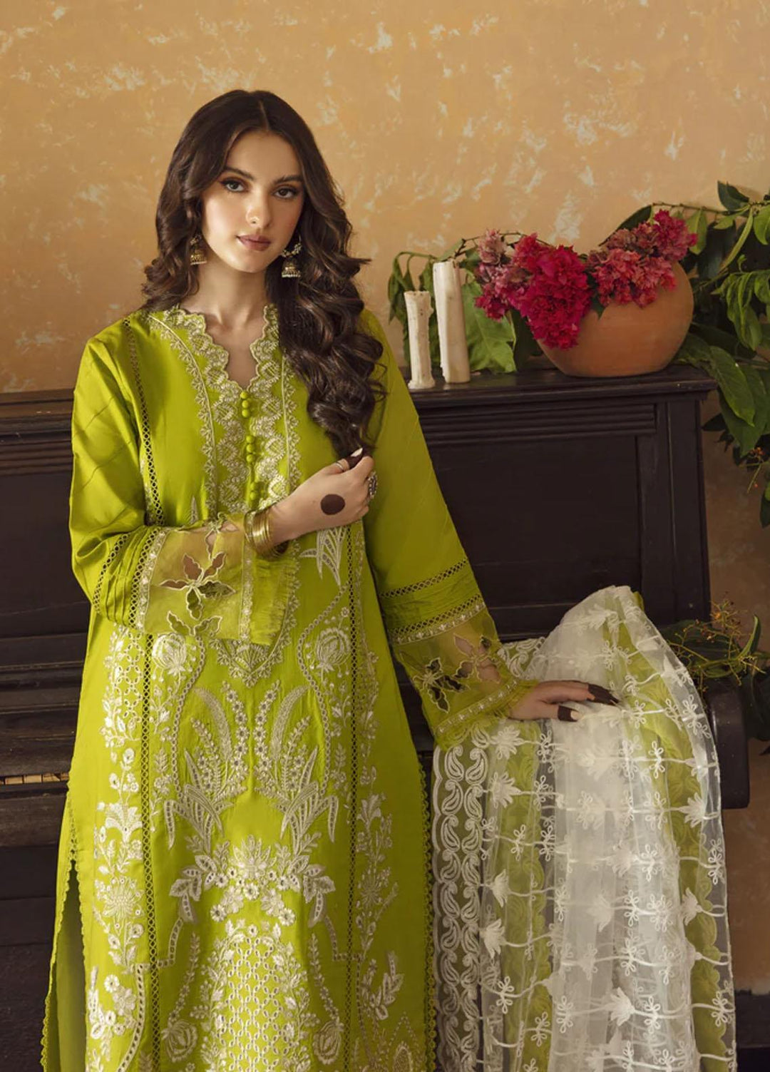 Meena Kumari By Aabyaan Embroidered Chikankari Lawn Suits Unstitched 3 Piece ABY23MK AB-03 Shamah - Eid Collection