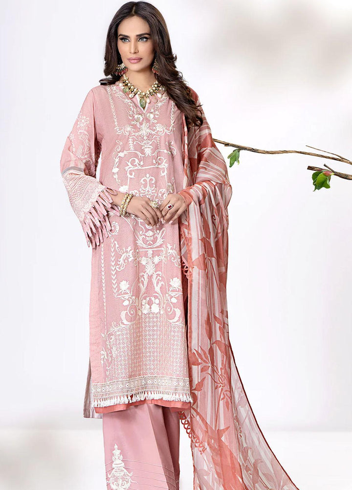 Meerak Embroidered Lawn Suits Unstitched 3 Piece MRK23CC Tea Rose - Summer Collection