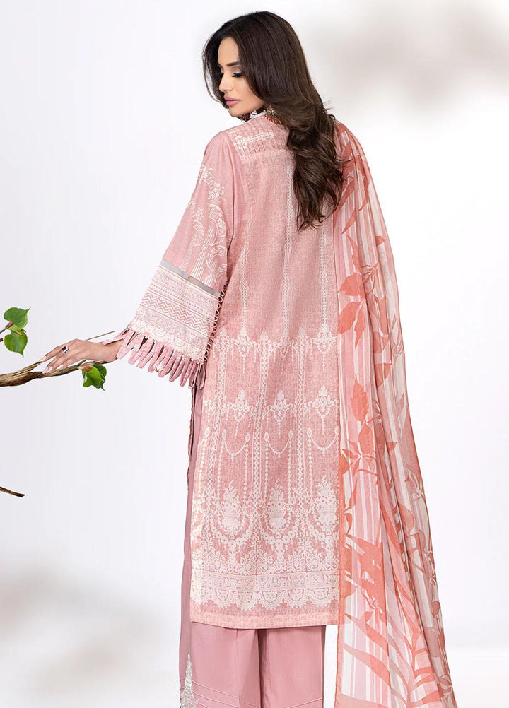 Meerak Embroidered Lawn Suits Unstitched 3 Piece MRK23CC Tea Rose - Summer Collection