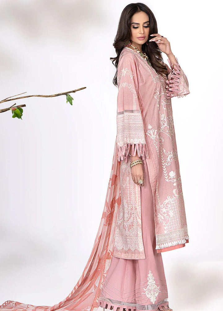 Meerak Embroidered Lawn Suits Unstitched 3 Piece MRK23CC Tea Rose - Summer Collection