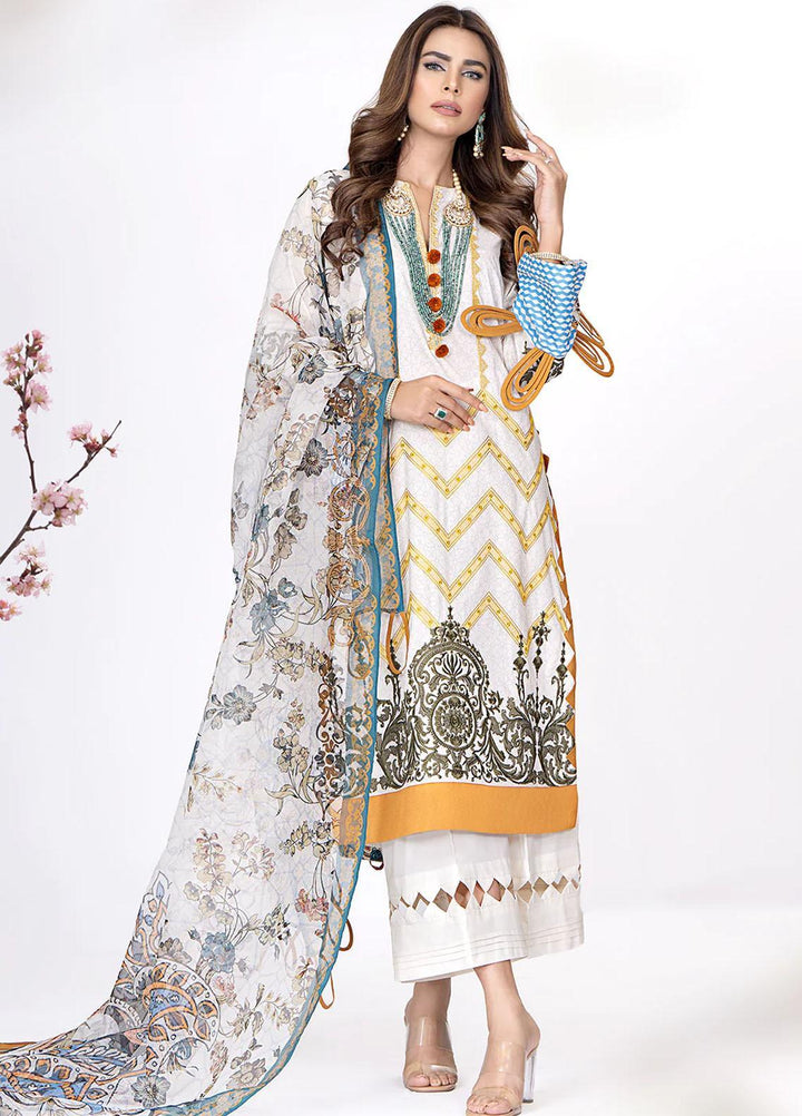 Meerak Embroidered Lawn Suits Unstitched 3 Piece MRK23CC Damask - Summer Collection