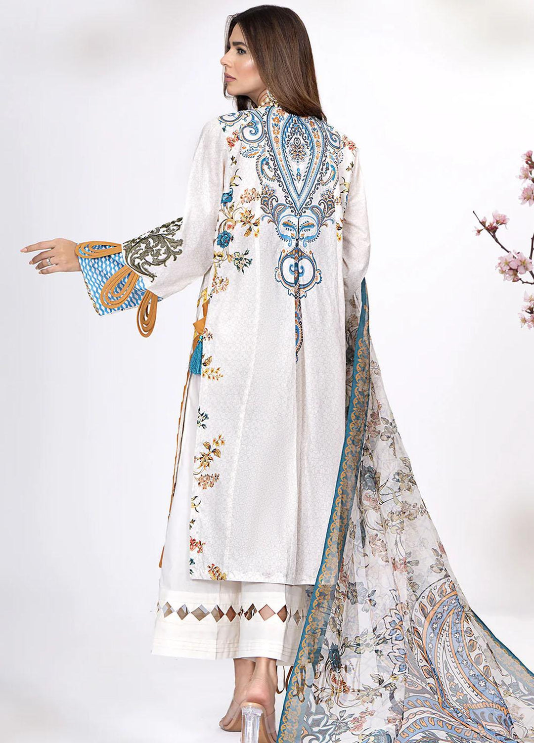 Meerak Embroidered Lawn Suits Unstitched 3 Piece MRK23CC Damask - Summer Collection