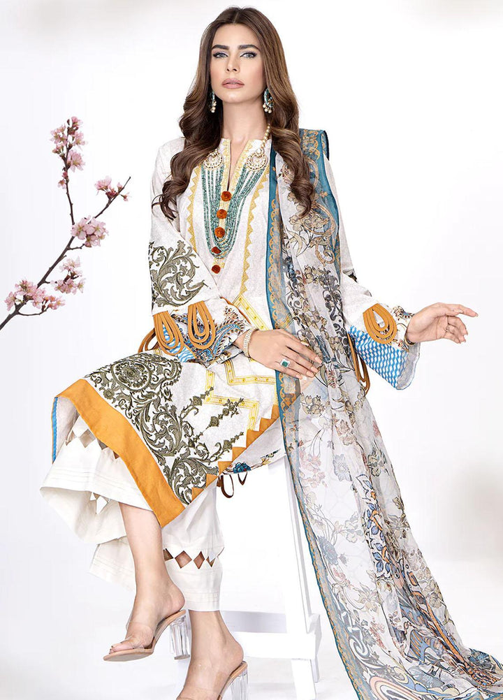 Meerak Embroidered Lawn Suits Unstitched 3 Piece MRK23CC Damask - Summer Collection