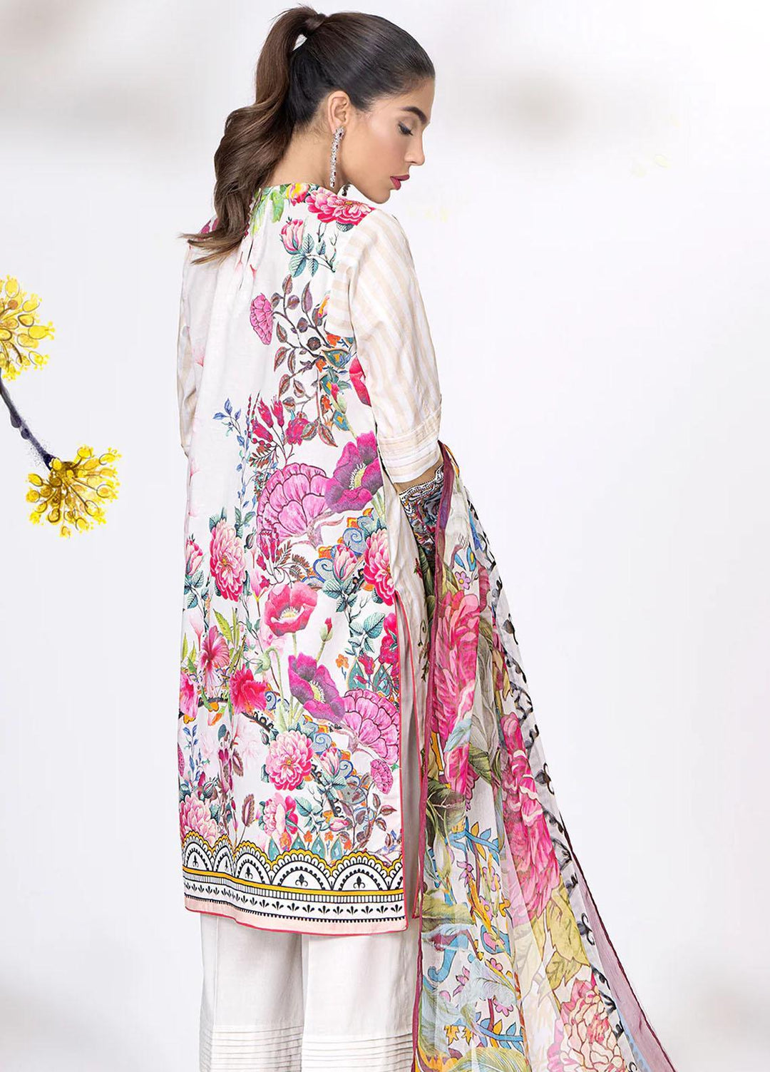 Meerak Embroidered Lawn Suits Unstitched 3 Piece MRK23CC Prim Rose - Summer Collection
