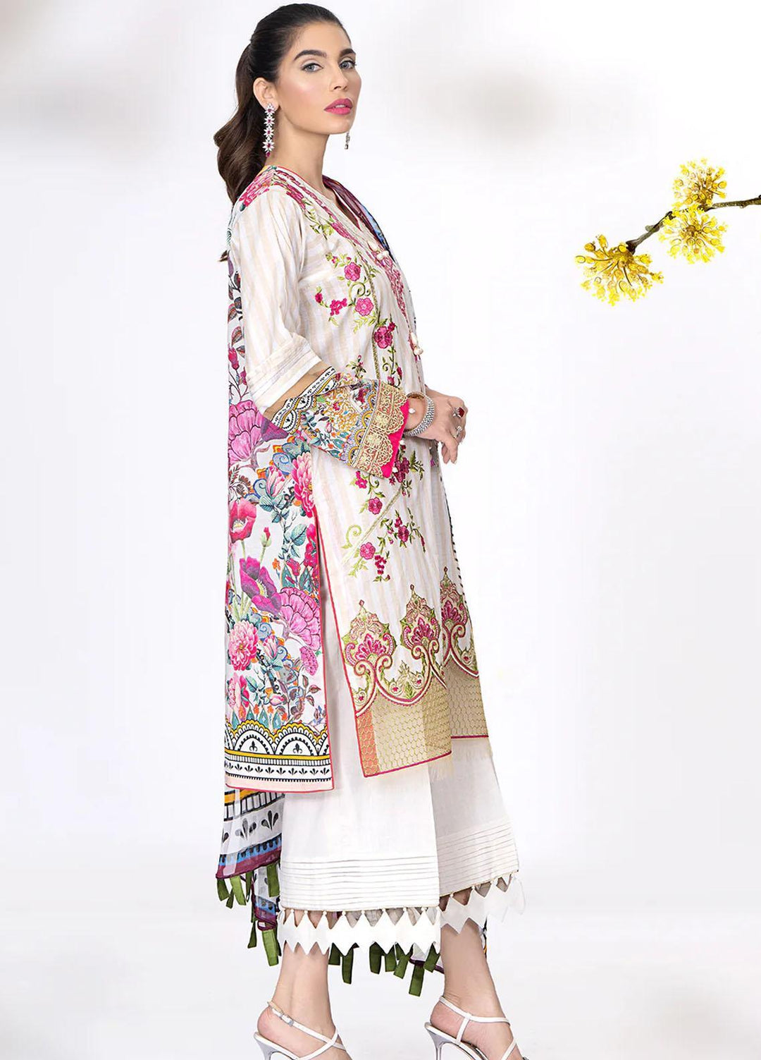 Meerak Embroidered Lawn Suits Unstitched 3 Piece MRK23CC Prim Rose - Summer Collection