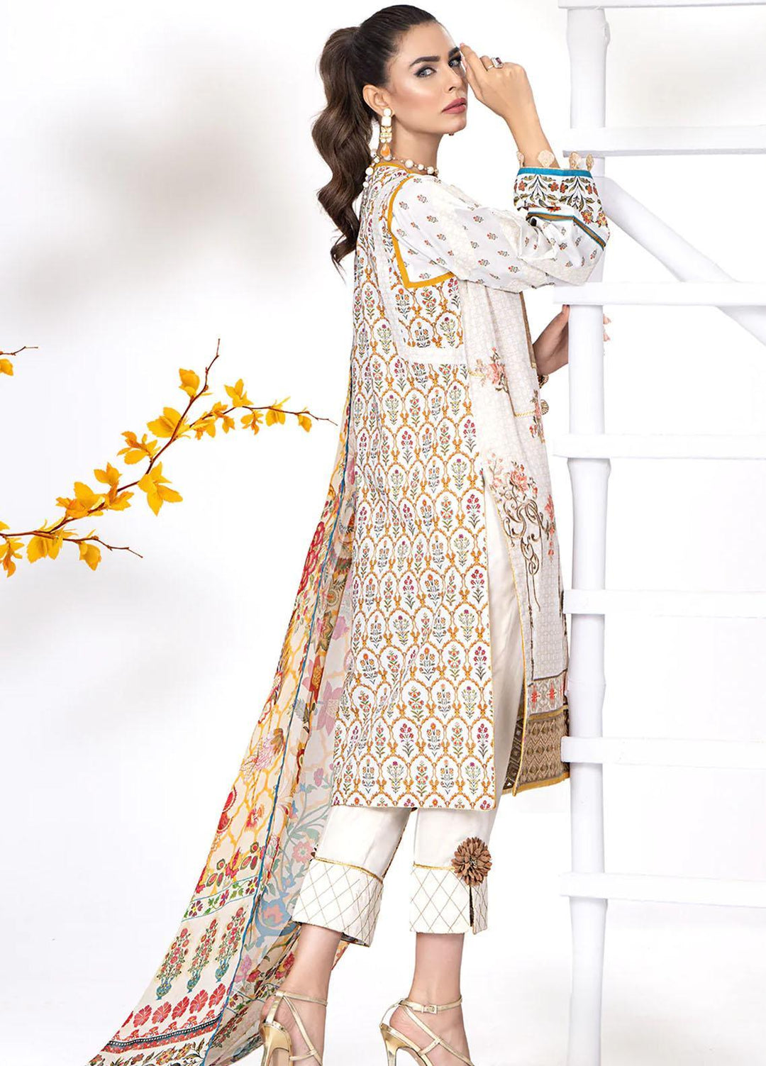 Meerak Embroidered Lawn Suits Unstitched 3 Piece MRK23CC Baroque - Summer Collection