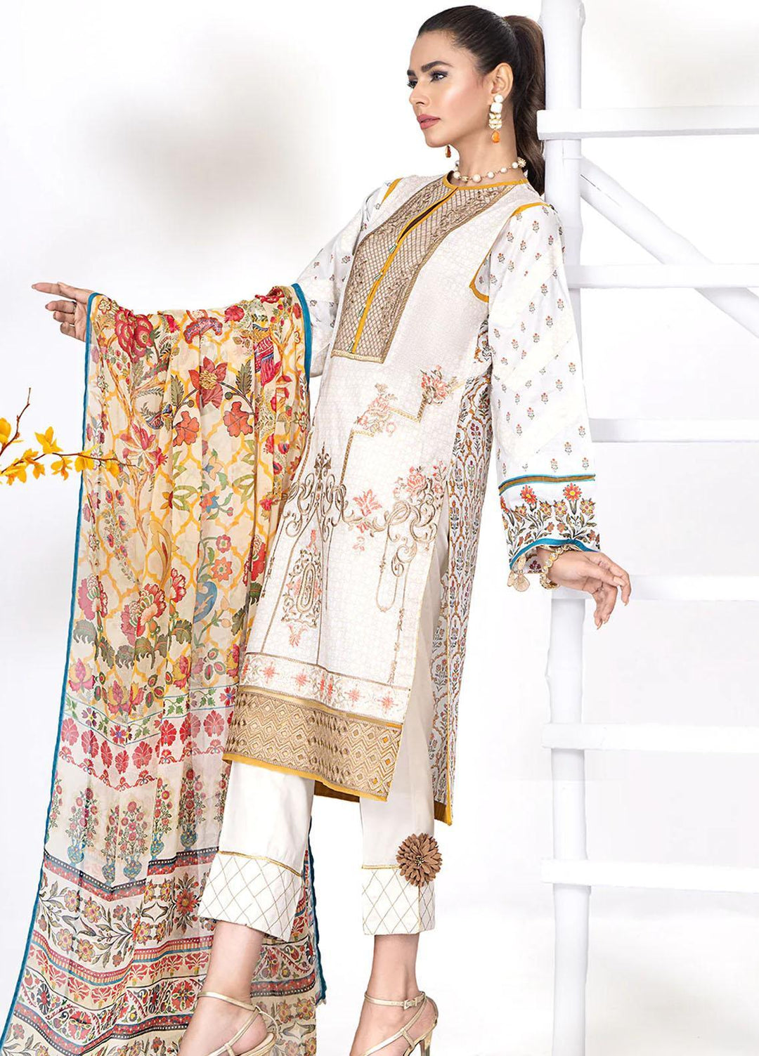 Meerak Embroidered Lawn Suits Unstitched 3 Piece MRK23CC Baroque - Summer Collection