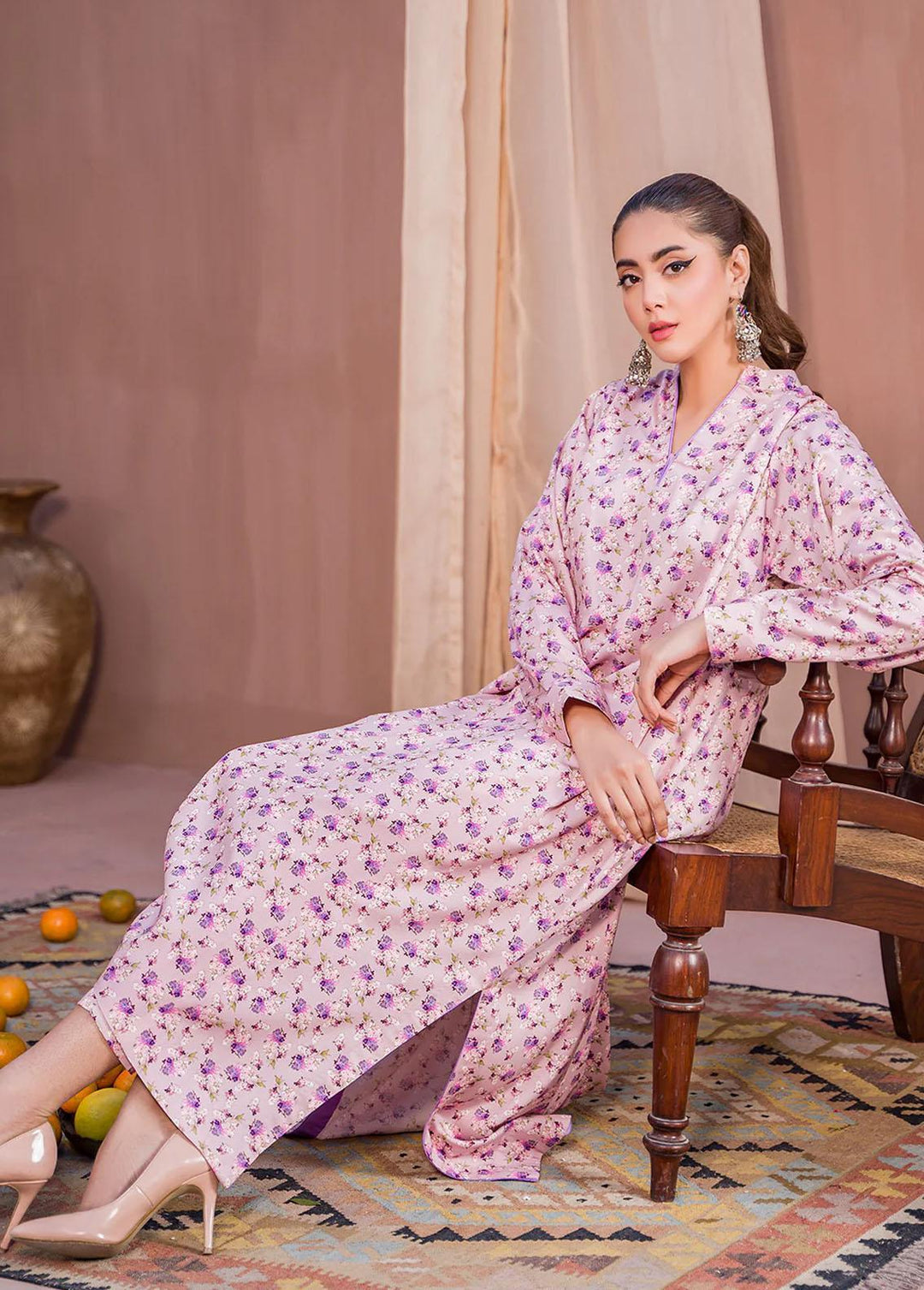 Meerak Printed Linen Suits Unstitched 2 Piece MRK23CW Eosin - Winter Collection