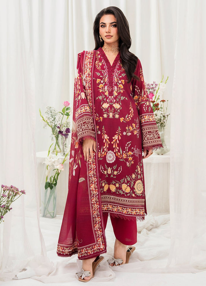 Meerak Pret Embroidered Lawn 3 Piece Suit Blushreed