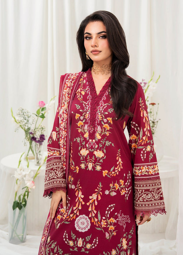Meerak Pret Embroidered Lawn 3 Piece Suit Blushreed